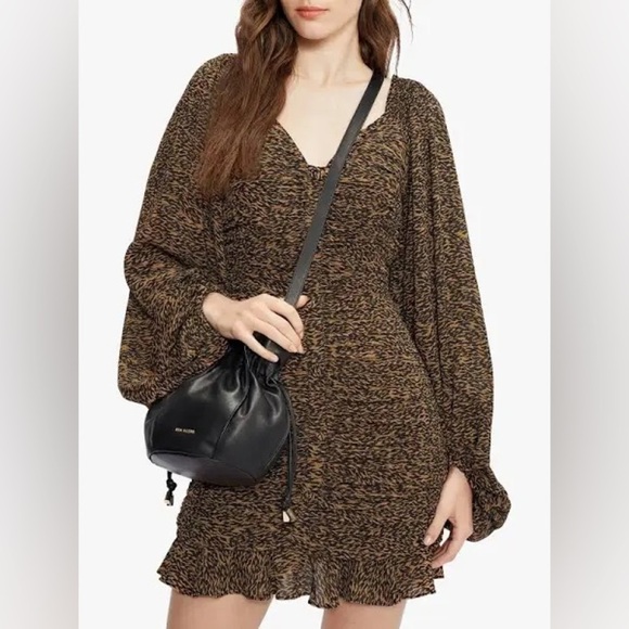 Ted Baker Light Brown Wyatte Ruched Mini Dress - Picture 1 of 12